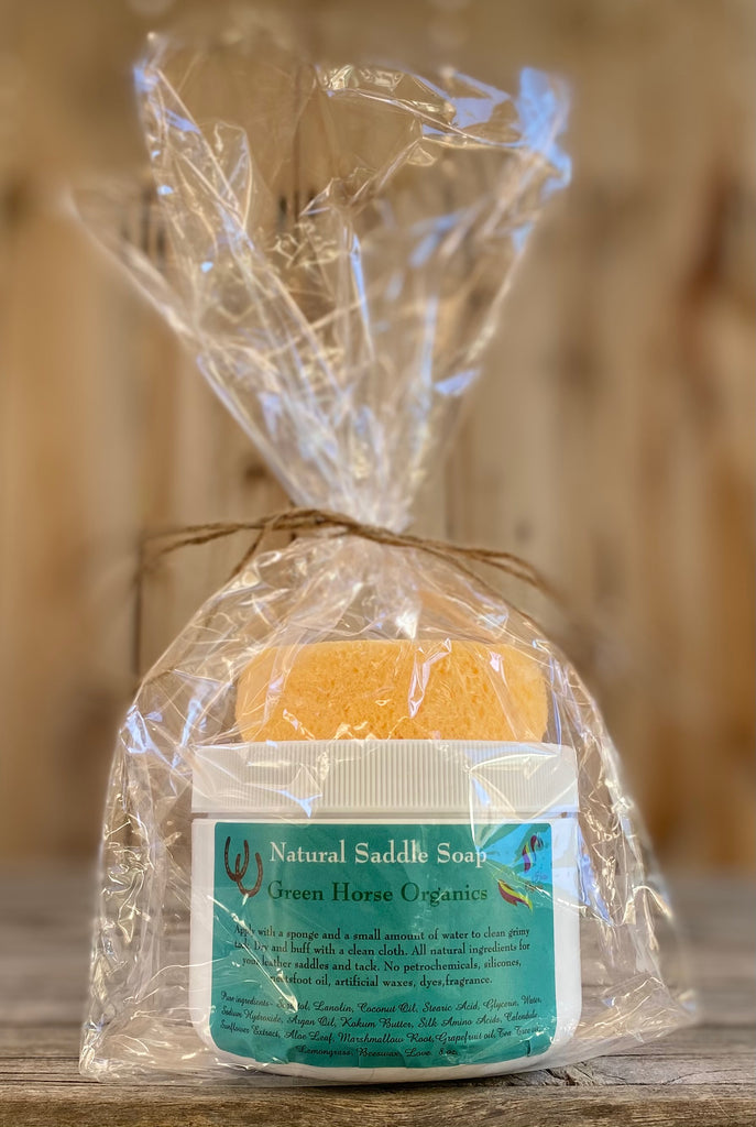 Green Horse Organics Natural Saddle Soap (8 oz Jar with Tack Sponge)